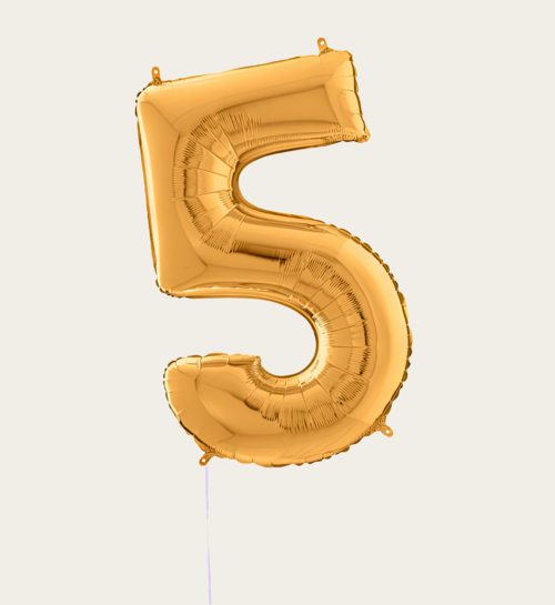 Cijferballon 5 Jaar Goud XL