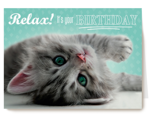 verjaardagskaart met de tekst relax its your birthday