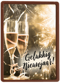nieuwjaarskaart zakelijk champagne glazen vuurwerk