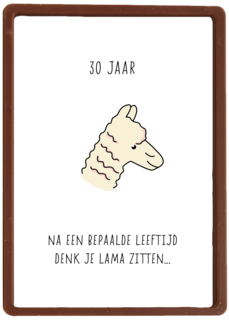 verjaardagskaart 30 jaar denk je lama zitten