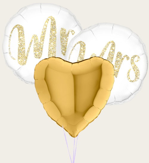 Ballonnentros Huwelijk Man en Vrouw Goud Wit