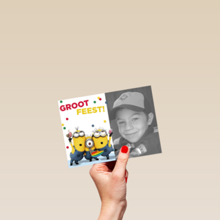 het is feest een groot feest want jij bent jarig fotokaart