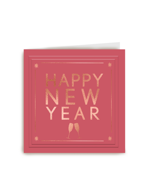 nieuwjaarskaart hip gouden letters happy new year