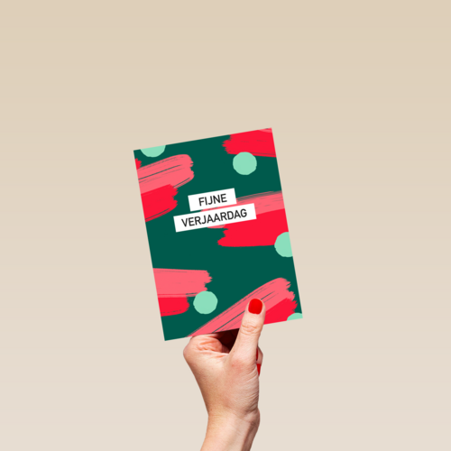 verjaardag kaart stijlvol fijne verjaardag groen rood