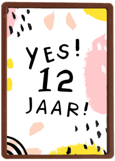 Verjaardagskaart meisje 12 yes roze geel
