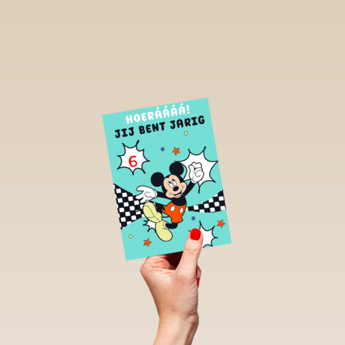 verjaardag kaart mickey mouse hoeraaaa jij bent jarig