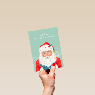 Kerstkaart kerstman kerstkus