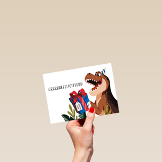 Gefeliciteerdkaart dino trex Folio