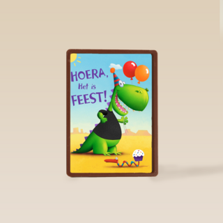 t rex hoera het is feest kaart