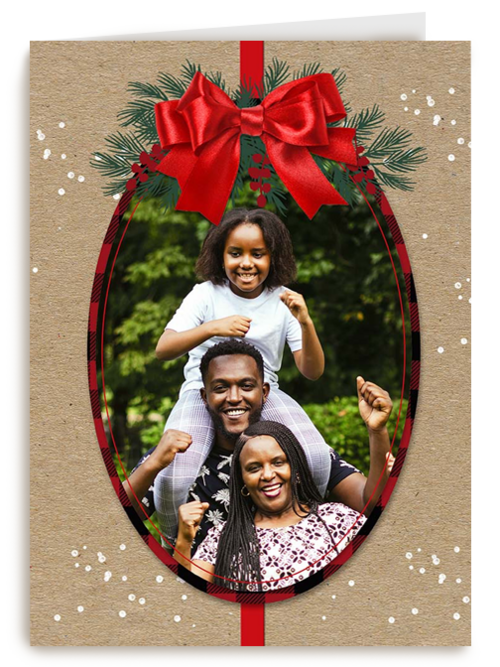 Kerstkaart klassiek fotokader strik