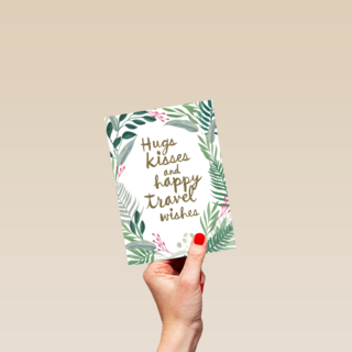 botanical kaart hugs kisses and happy travel wishes