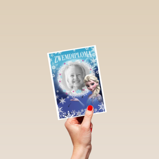 fotokaart zwemdiploma disney frozen gefeliciteerd