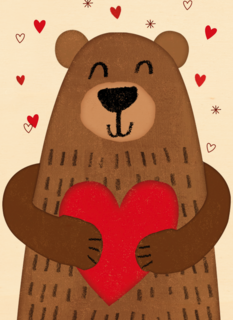 valentijnskaart klassiek beer met hart