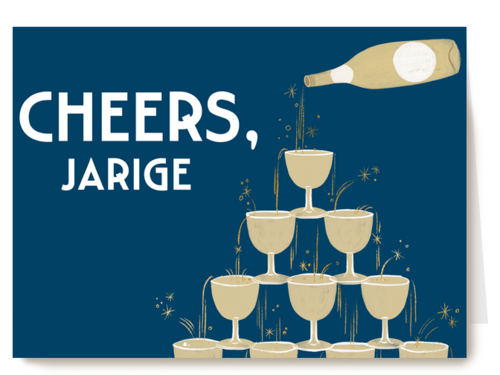 verjaardag kaart champagnetoren