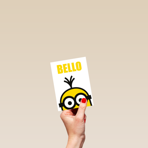 verjaardagskaart minions bello ogen