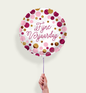 Ballon Fijne Verjaardag Roze en Goud Eco