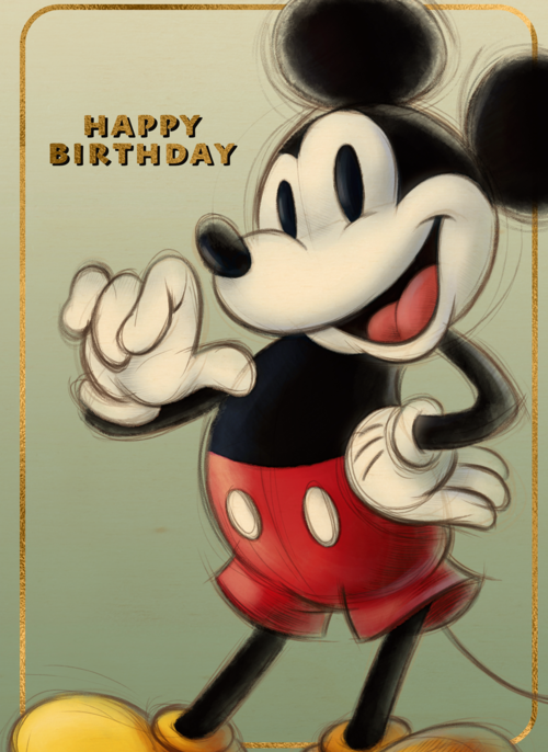 Verjaardagskaart Mickey Mouse klassiek