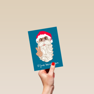 grappige fotokerstkaart met kerstman