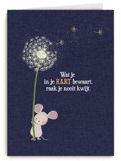 Condoleance kaart muisje met paardenbloem