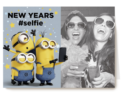 minion new years selfie kaart kerst