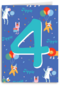 Verjaardagskaart 4 jaar dieren