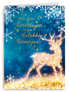 Kerstkaart zakelijk Hert met lichtjes