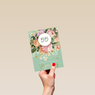 Verjaardagskaart bloemen met leeftijd