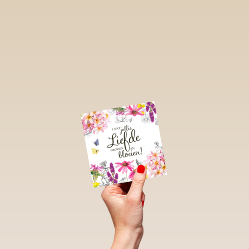Kaart flowers by Marjolein Bastin Laat jullie liefde groeien