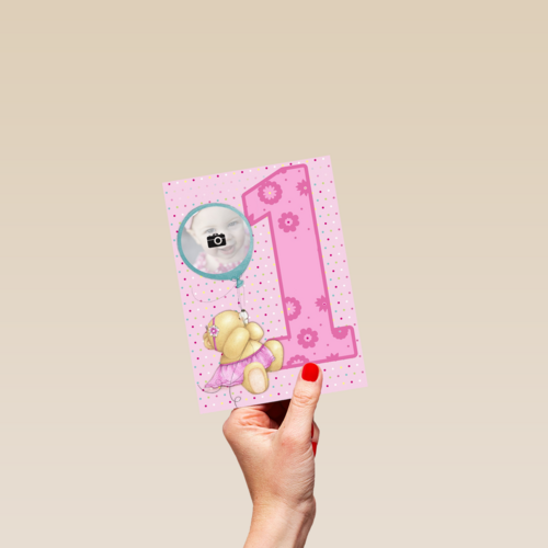 fotokaart forever friends roze beertje 1