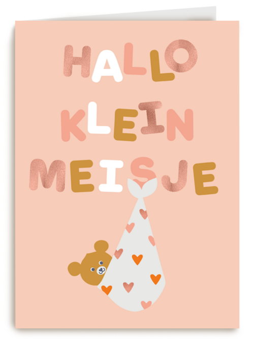 Hallo klein meisje Beertje in knapzak