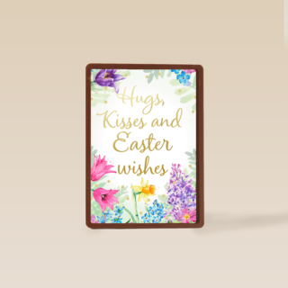 Paaskaart Engels Hugs kisses and Easter wishes