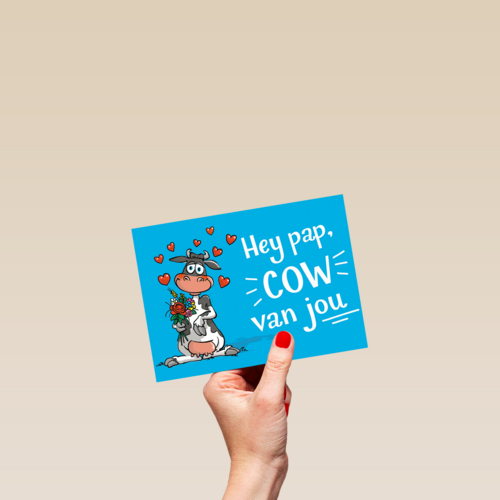 vaderdag kaart grappig hey pap cow van jou