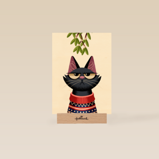 grumpy kat under the mistletoe