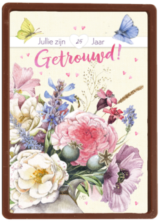 Huwelijkskaart 25 jaar getrouwd Marjolein Bastin