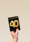 Verjaardagskaart leeftijden 40 ballonletters