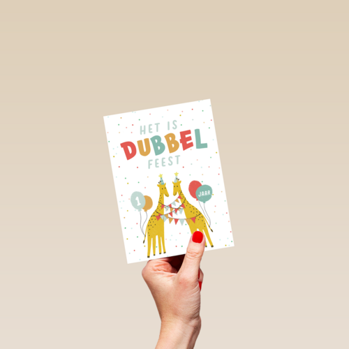 dubbel feest met twee giraffen en confetti