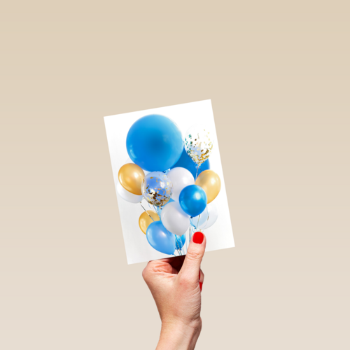 van harte met deze blauwe ballonnen