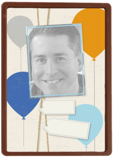 verjaardag met ballonnen en labels