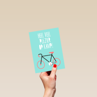 Op kamp kaart Heel veel plezier op kamp Fiets