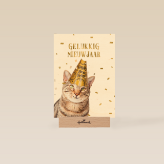 nieuwjaar kaart kat gelukkig nieuwjaar