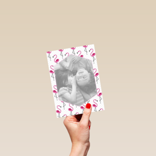 fotokaart staand flamingo blanco