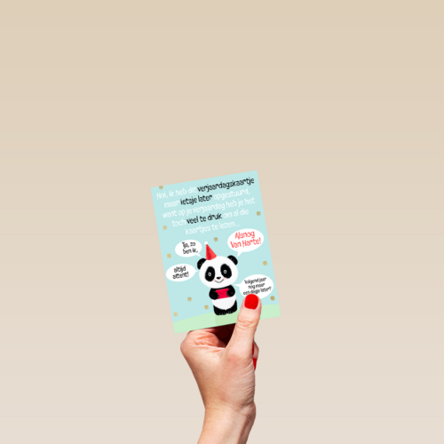 Verjaardagskaart te laat met panda