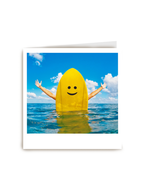 Geslaagdkaart zwemdiploma smiley surfboard Polaroid