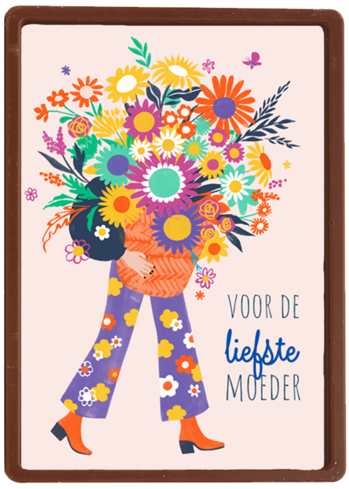 Een moeder met bloemen
