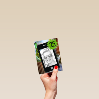 fotokaart telefoon 25 jaar geworden