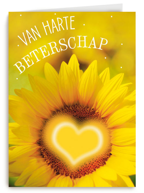 Beterschapskaart zonnebloem met hart