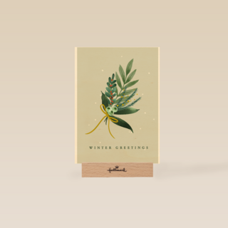 Kerstkaart klassiek tak met winter greetings