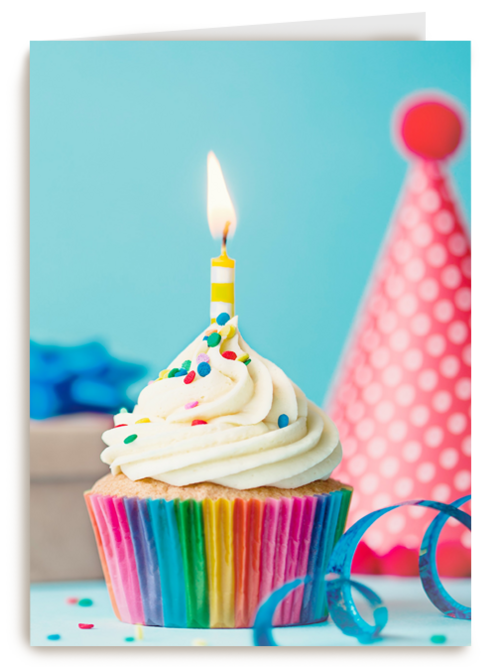 Verjaardagskaart man klassiek cupcake met kaarsje