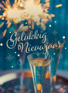 gelukkig nieuwjaar met sterretjes en bubbels