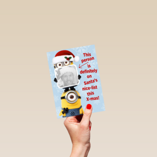 minion kerstkaart santa nice list this xmas